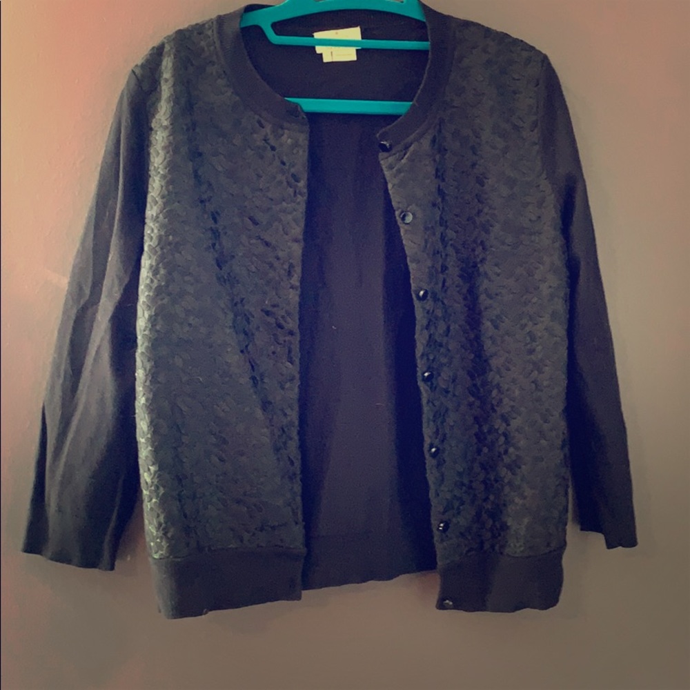 Black Kate Spade Cardigan with floral embroidery